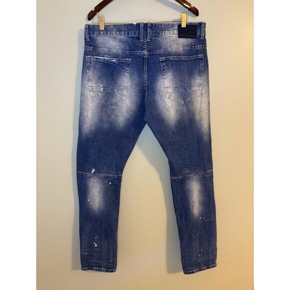 New Smoke Rise Taper Stretch Jean Graphic Graffiti Embroidered Patches Grunge - Picture 10 of 12